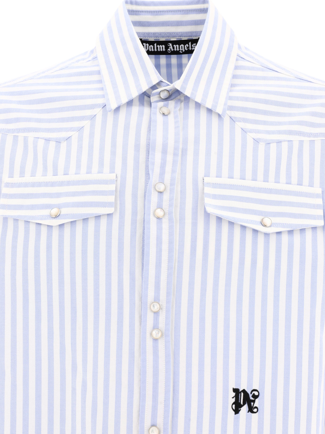 PALM ANGELS Light Blue Monogram striped shirt